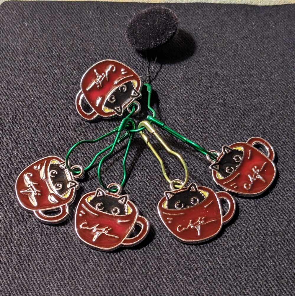 Stitch markers, knit, crochet.